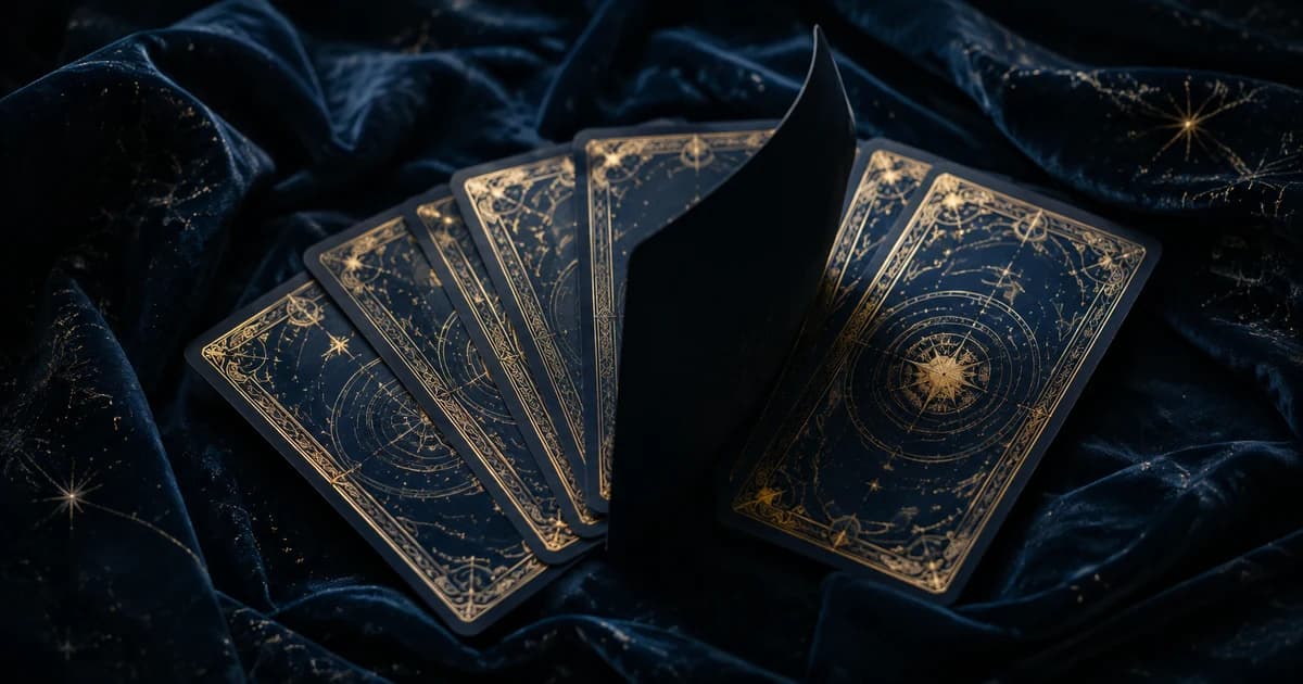 Card backs fanned, one turning over, no face visible