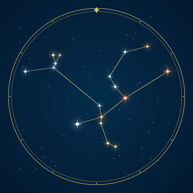 The constellation Andromeda, its stars sized by brightness and coloured by spectral type