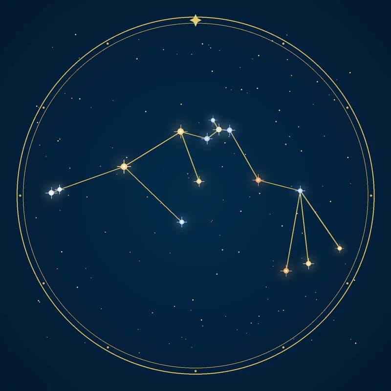 The constellation Aquarius, its stars sized by brightness and coloured by spectral type