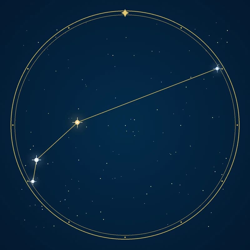 The constellation Aries, its stars sized by brightness and coloured by spectral type