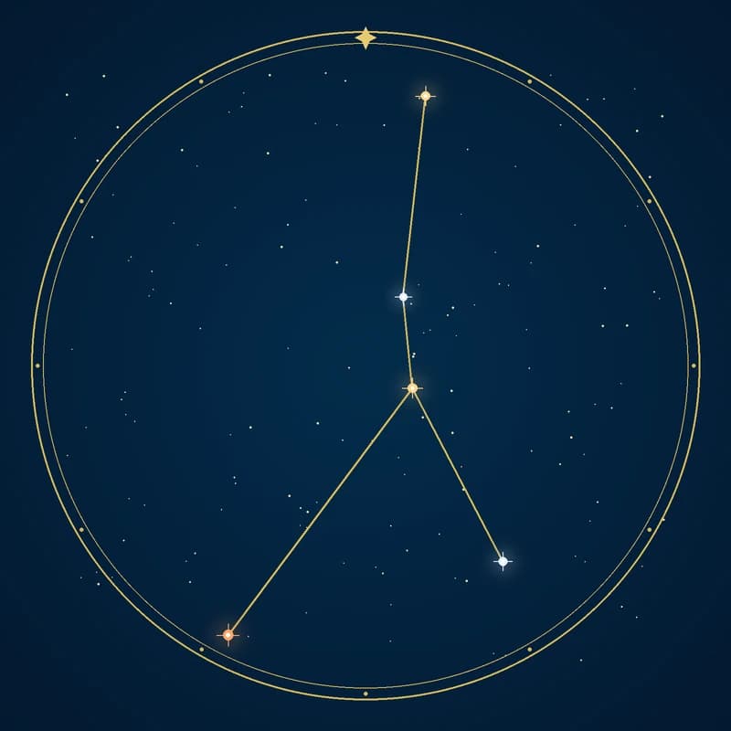 The constellation Cancer, its stars sized by brightness and coloured by spectral type