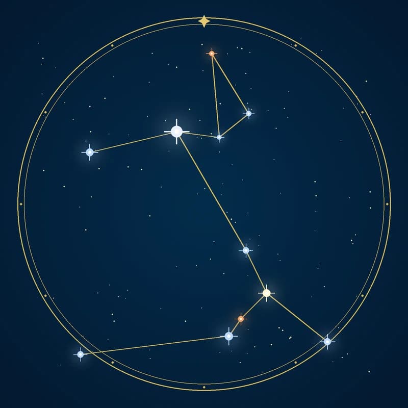 The constellation Canis Major, its stars sized by brightness and coloured by spectral type
