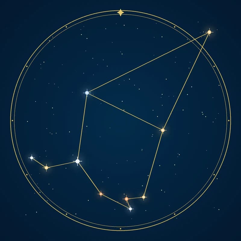 The constellation Cepheus, its stars sized by brightness and coloured by spectral type