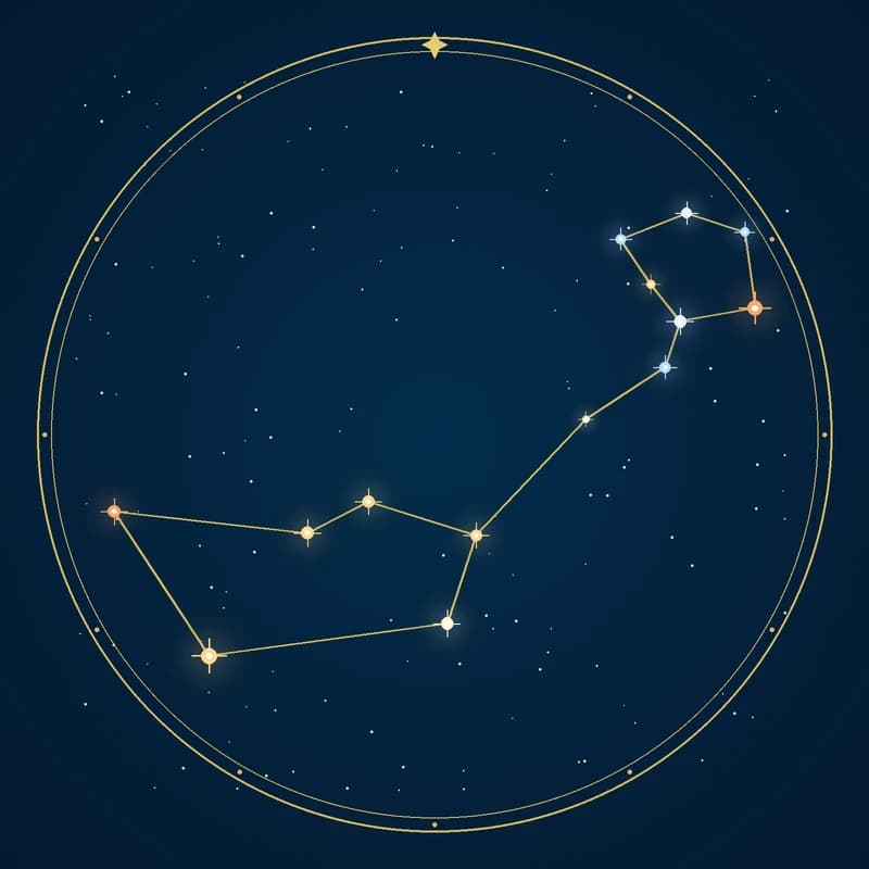 The constellation Cetus, its stars sized by brightness and coloured by spectral type
