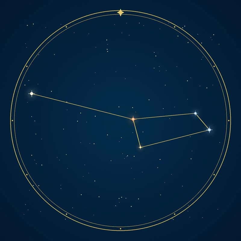 The constellation Chamaeleon, its stars sized by brightness and coloured by spectral type