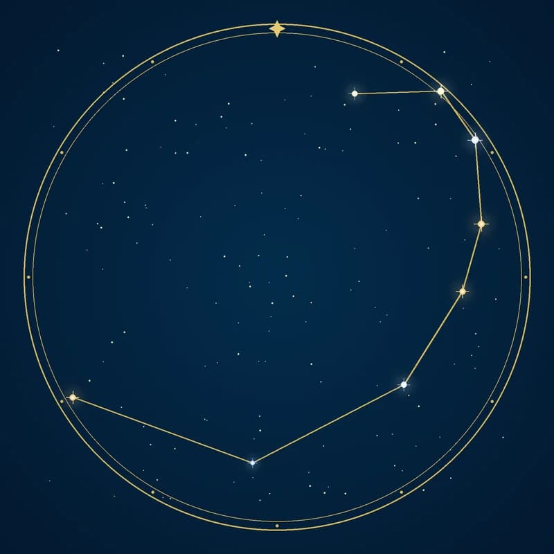 The constellation Corona Australis, its stars sized by brightness and coloured by spectral type