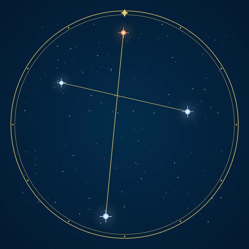 The constellation Crux, its stars sized by brightness and coloured by spectral type