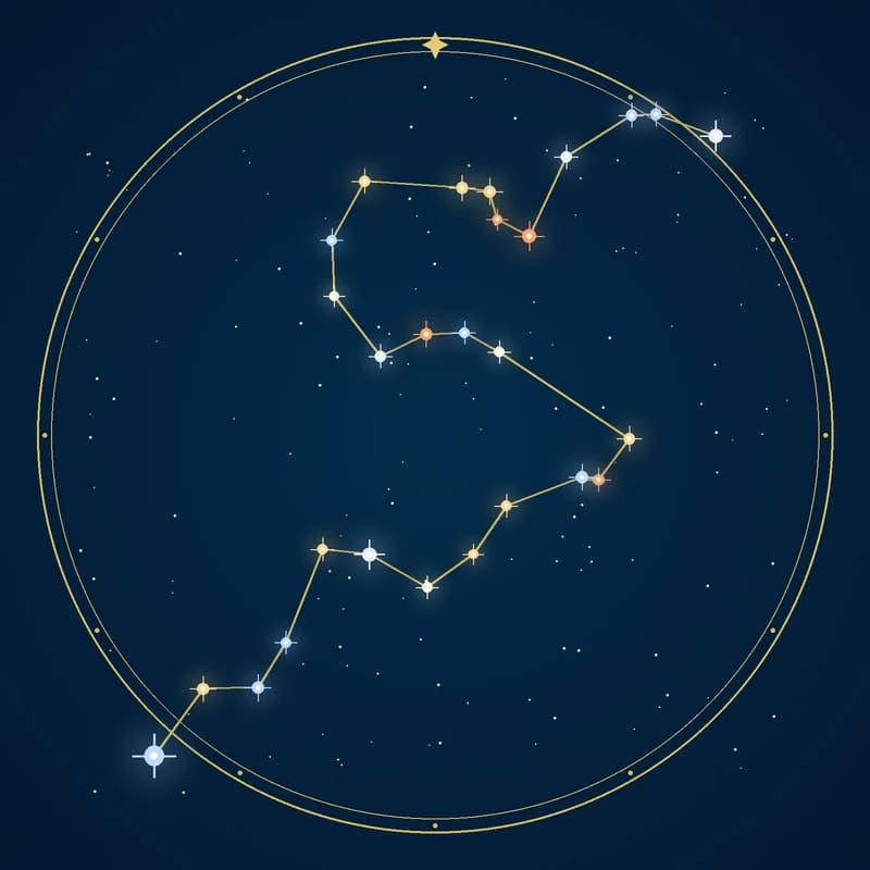 The constellation Eridanus, its stars sized by brightness and coloured by spectral type
