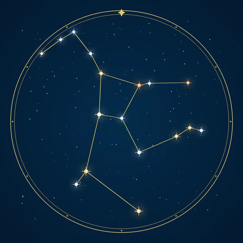 The constellation Hercules, its stars sized by brightness and coloured by spectral type