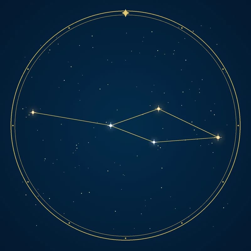 The constellation Leo Minor, its stars sized by brightness and coloured by spectral type