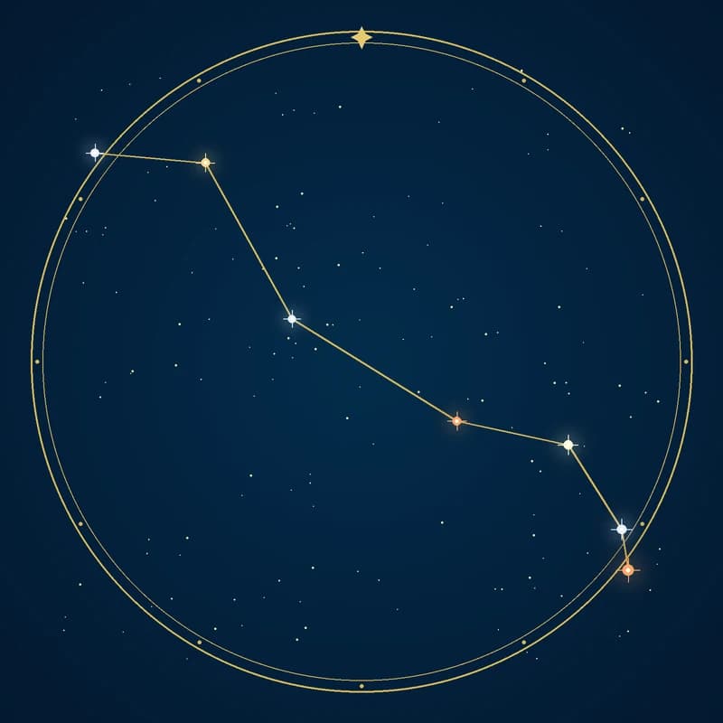 The constellation Lynx, its stars sized by brightness and coloured by spectral type
