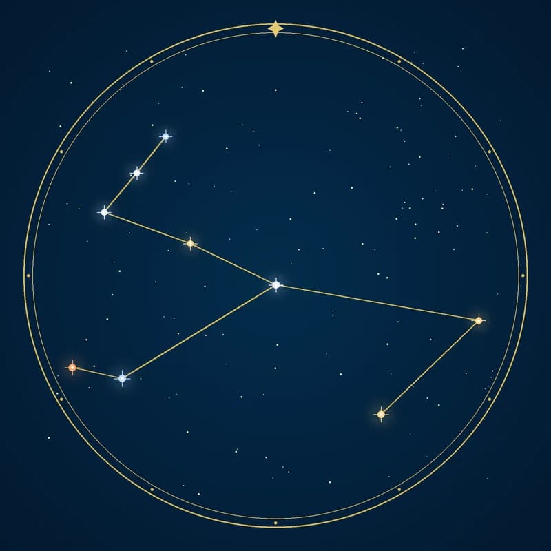 The constellation Monoceros, its stars sized by brightness and coloured by spectral type