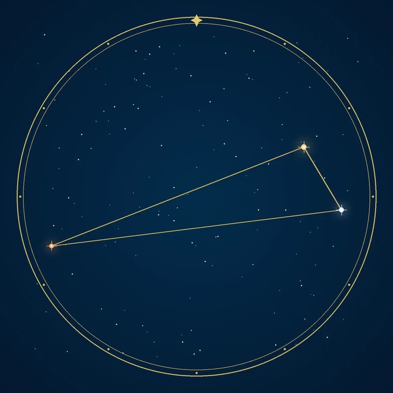 The constellation Octans, its stars sized by brightness and coloured by spectral type