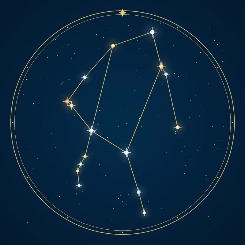 The constellation Ophiuchus, its stars sized by brightness and coloured by spectral type