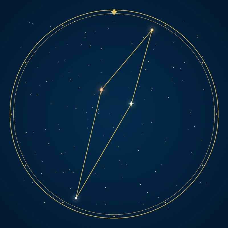 The constellation Scutum, its stars sized by brightness and coloured by spectral type