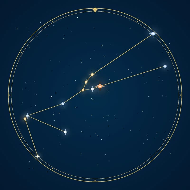 The constellation Taurus, its stars sized by brightness and coloured by spectral type
