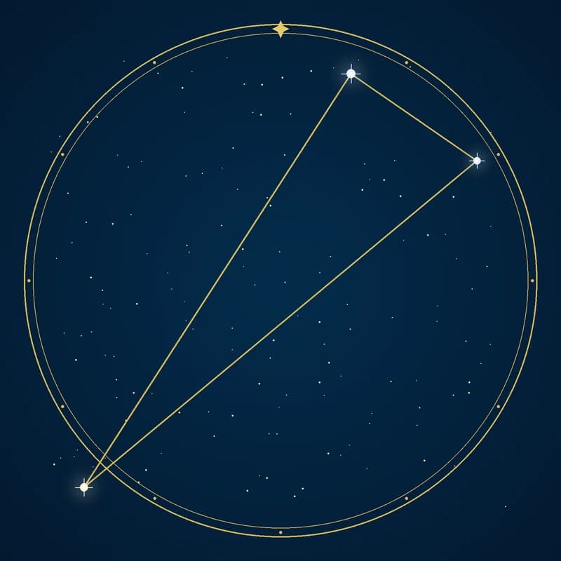 The constellation Triangulum, its stars sized by brightness and coloured by spectral type
