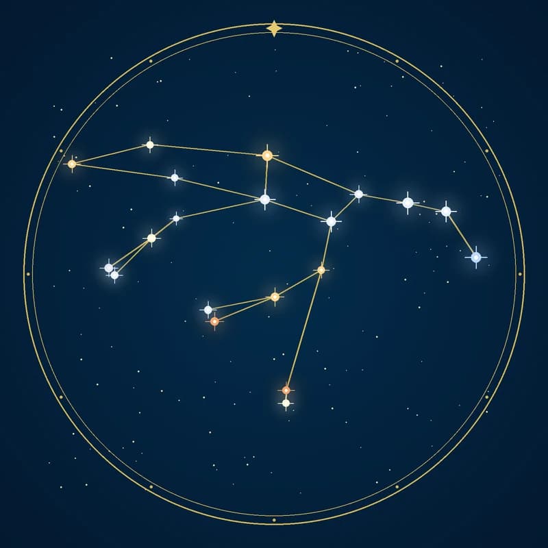 The constellation Ursa Major, its stars sized by brightness and coloured by spectral type