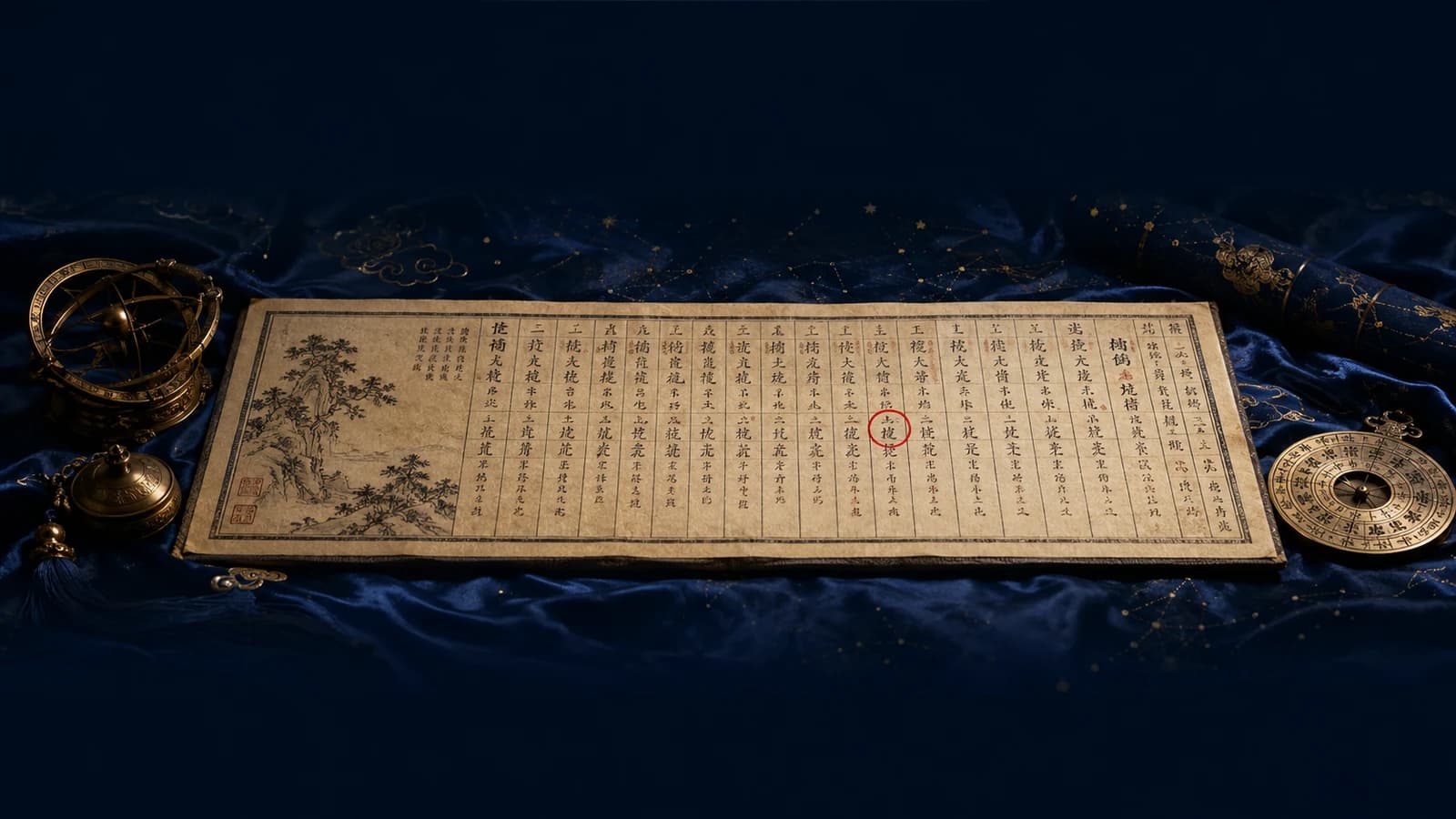 A Chinese almanac page with one day marked