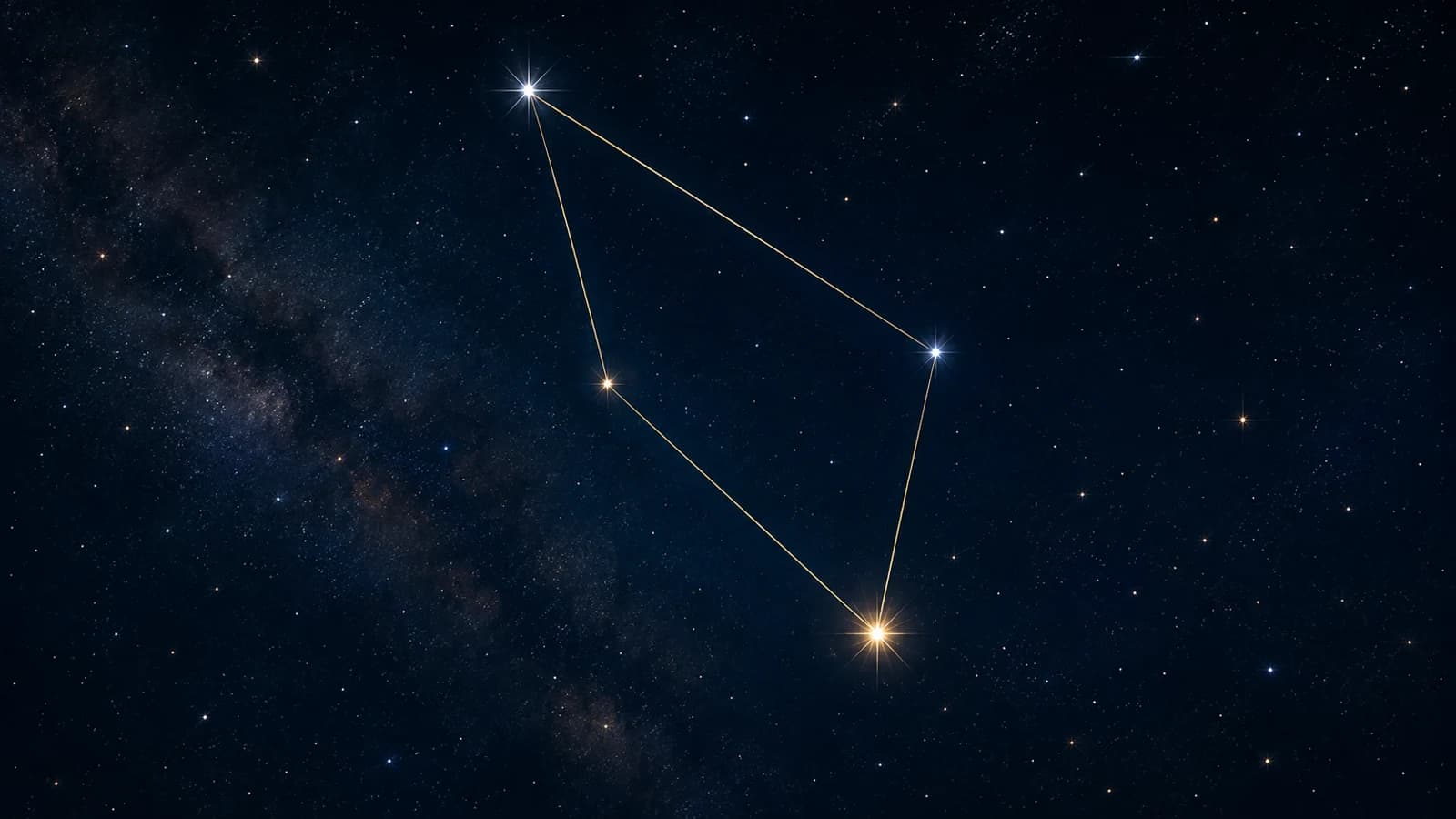 The wide triangle of Capricornus drawn in gold low on a dark field
