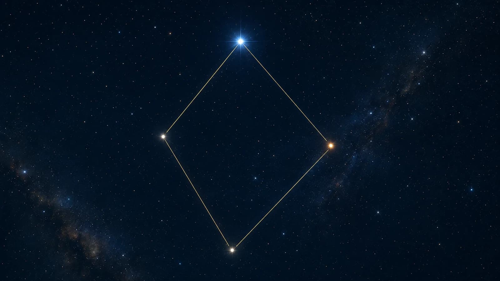 The four-sided beam of the Libra scales drawn in gold, one blue-white star lit at the top