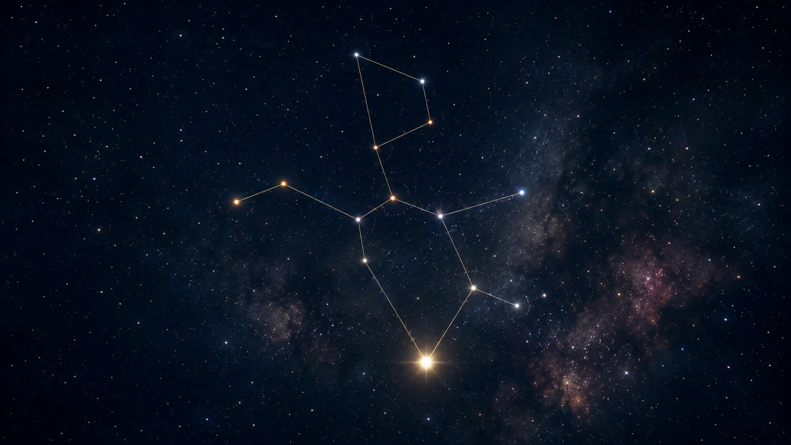 The teapot of Sagittarius drawn in gold against the crowded galactic centre
