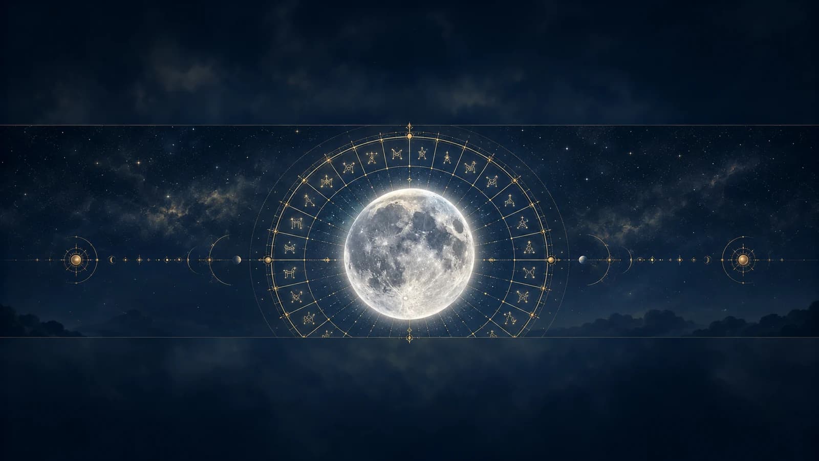The Moon over a sidereal ring divided into 27 nakshatras