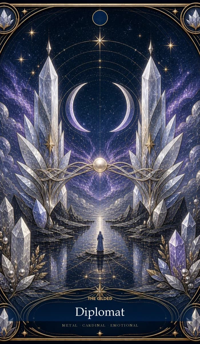 The Gilded Diplomat · Metal, Cardinal Sun, Emotional plane identity card