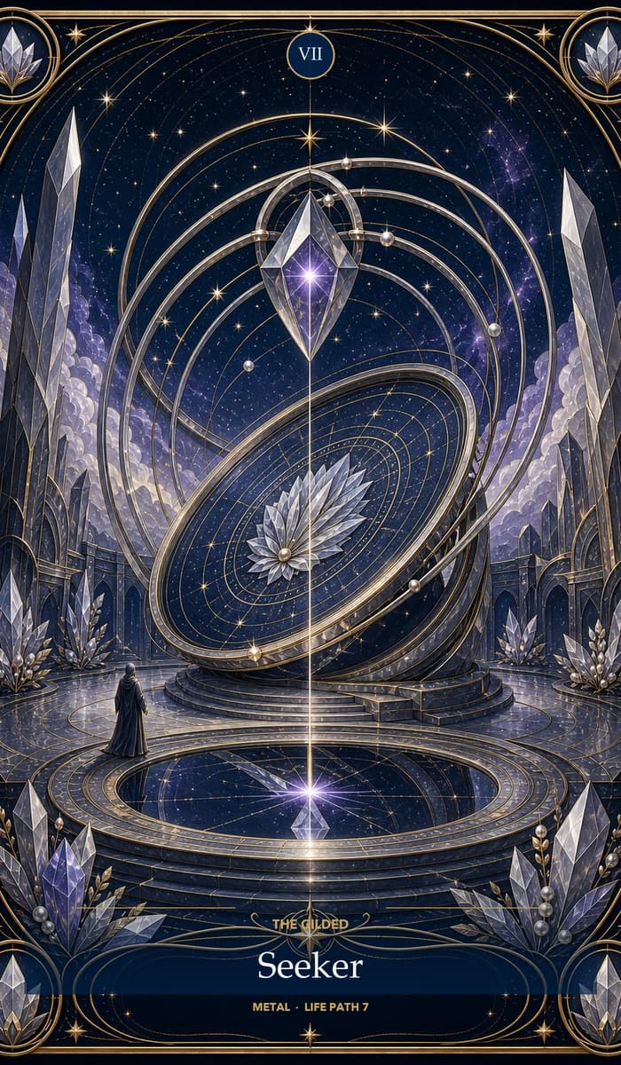 The Gilded Seeker — Metal, Life Path 7 identity card