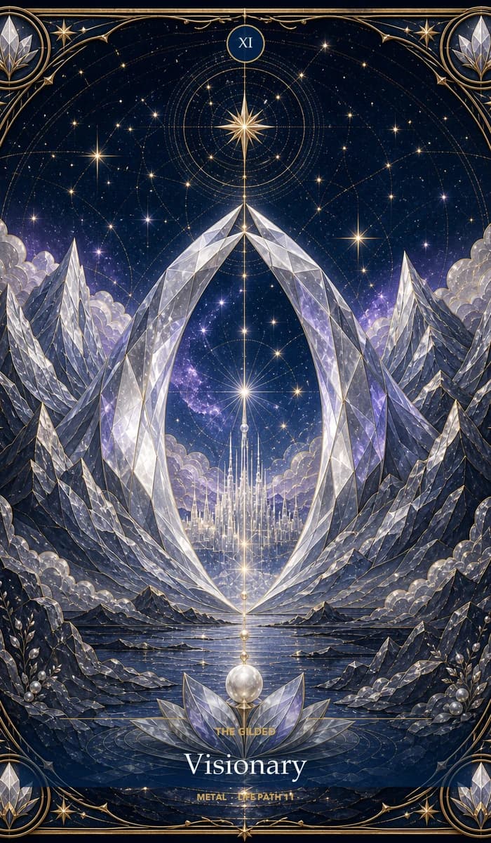 The Gilded Visionary — Metal, Life Path 11/2 identity card