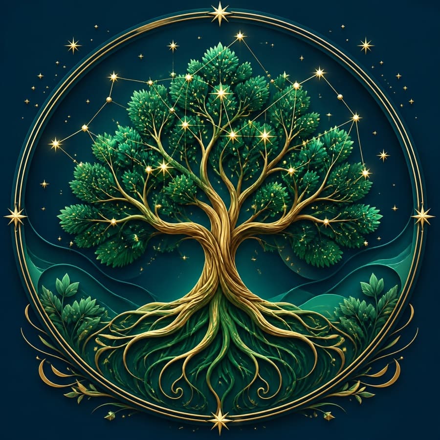 The Evergreen family — a golden tree of life among the stars