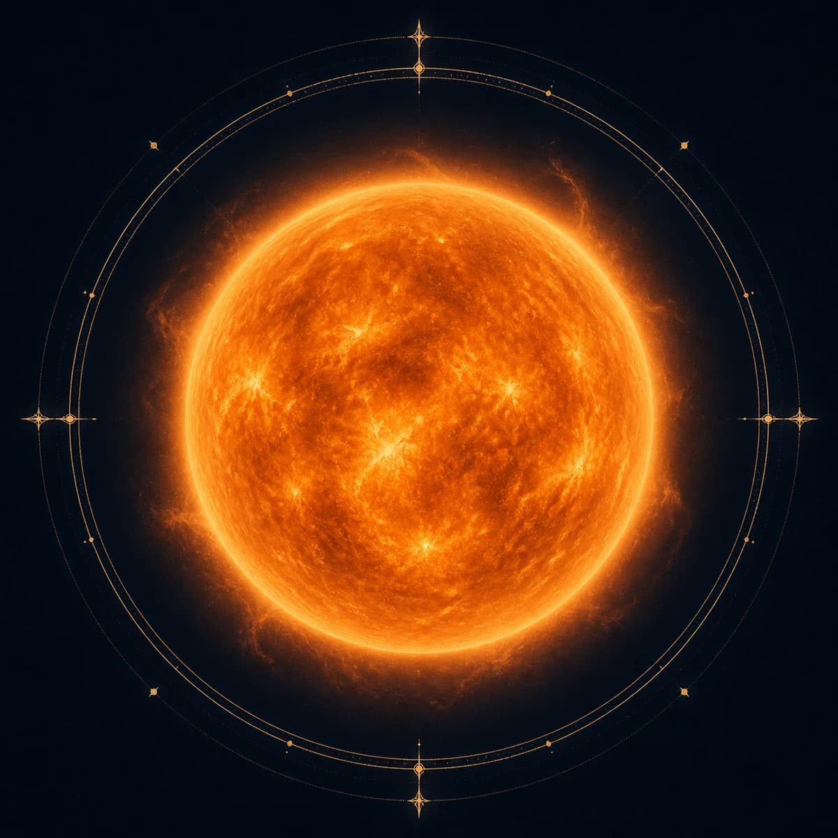 Pollux, painted as a warm orange star