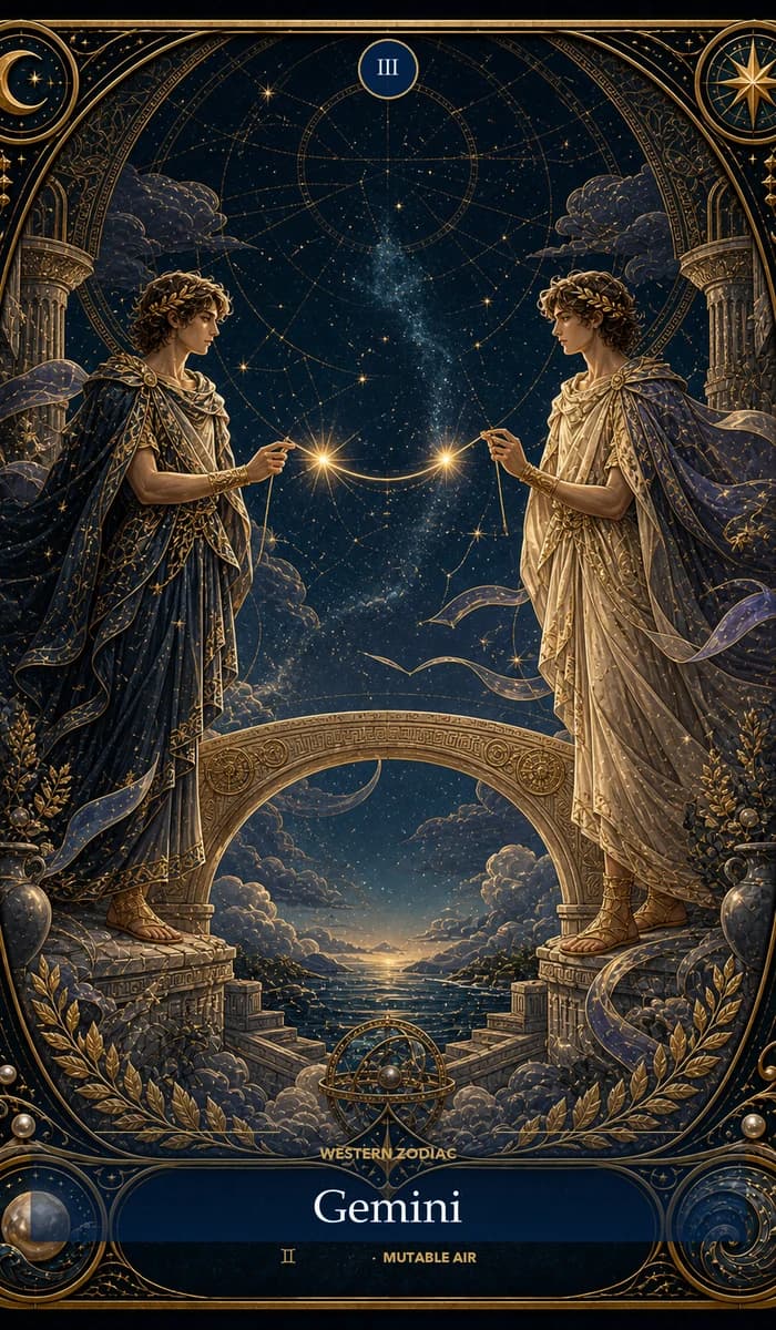 Gemini — Western zodiac card